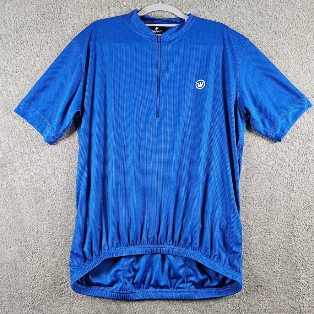 Canari Mens Blue 1/4 Zip Short Sleeve Cycling Jersey Waffle Knit Large RN109814
